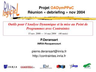 Projet OADymPPaC Réunion « debriefing » nov 2004
