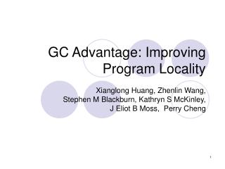 GC Advantage: Improving Program Locality
