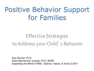 Positive Behavior Support for Families