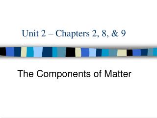 Unit 2 – Chapters 2, 8, &amp; 9