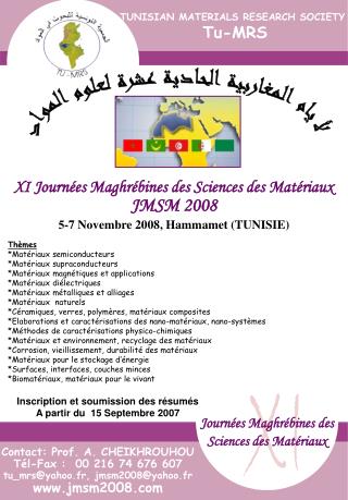 Journées Maghrébines des Sciences des Matériaux