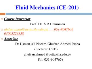 Fluid Mechanics (CE-201)