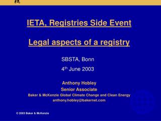 IETA, Registries Side Event Legal aspects of a registry