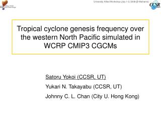 Tropical cyclone genesis frequency over the western North Pacific simulated in WCRP CMIP3 CGCMs