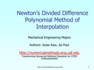 Newton’s Divided Difference Polynomial Method of Interpolation