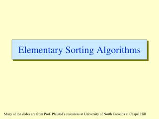 Elementary Sorting Algorithms