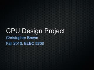 CPU Design Project
