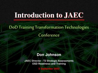 DoD Training Transformation Technologies Conference