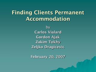 Finding Clients Permanent Accommodation