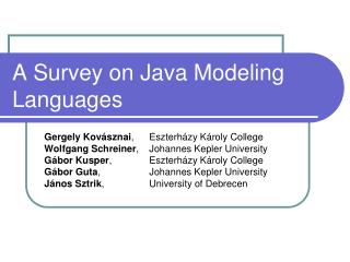 A Survey on Java Modeling Languages