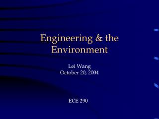 Engineering & the Environment