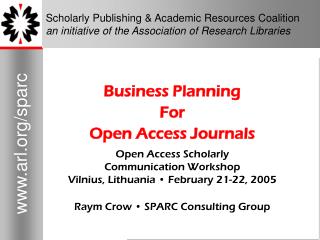 Business Planning For Open Access Journals