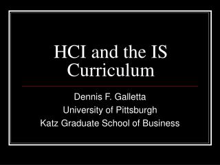 HCI and the IS Curriculum