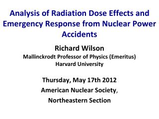 Analysis of Radiation Dose Effects and Emergency Response from Nuclear Power Accidents