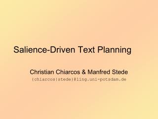 Salience-Driven Text Planning