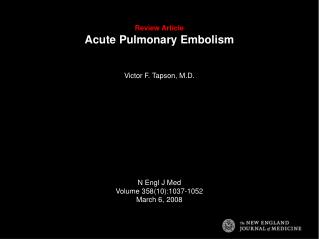 Review Article Acute Pulmonary Embolism