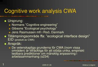 Cognitive work analysis CWA