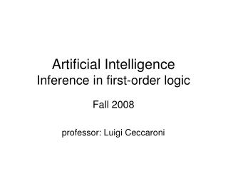 Artificial Intelligence Inference in first-order logic