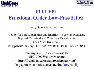 FO-LPF: Fractional Order Low-Pass Filter