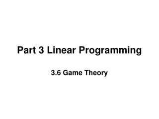 Part 3 Linear Programming