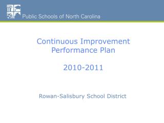 Continuous Improvement Performance Plan 2010-2011