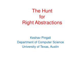 Keshav Pingali Department of Computer Science University of Texas, Austin