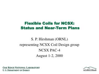 Flexible Coils for NCSX: Status and Near-Term Plans