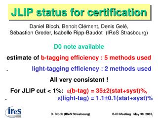 JLIP status for certification