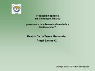 Producción agrícola en Michoacán, México ¿amenaza a la soberanía alimentaria y biodiversidad?