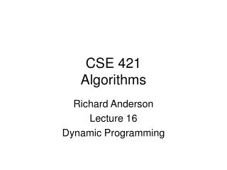 CSE 421 Algorithms