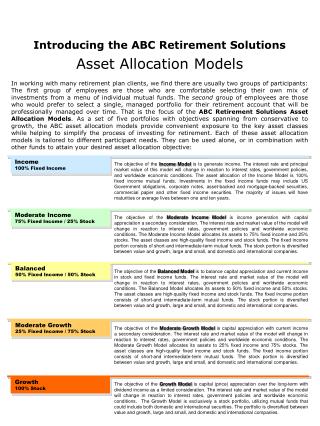 Introducing the ABC Retirement Solutions Asset Allocation Models