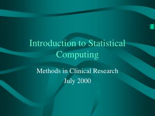 Introduction to Statistical Computing