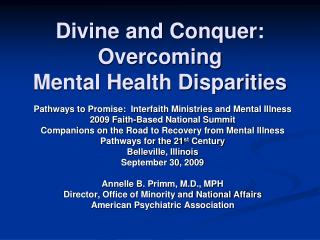 Divine and Conquer: Overcoming Mental Health Disparities