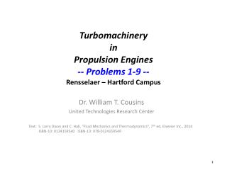 Turbomachinery in Propulsion Engines -- Problems 1-9 -- Rensselaer – Hartford Campus