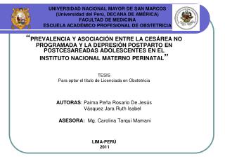 UNIVERSIDAD NACIONAL MAYOR DE SAN MARCOS (Universidad del Perú, DECANA DE AMÉRICA)