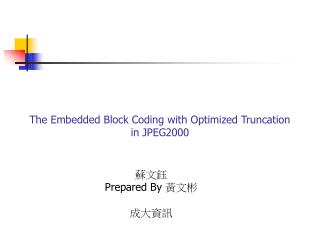 The Embedded Block Coding with Optimized Truncation in JPEG2000