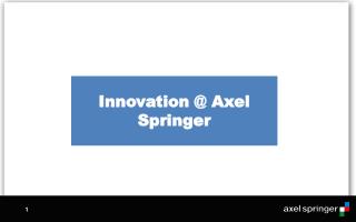 Innovation @ Axel Springer