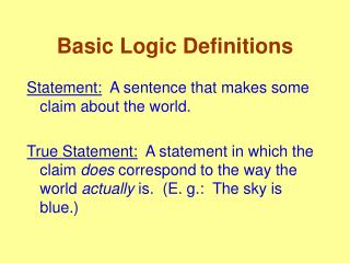 Basic Logic Definitions