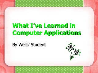 What I’ve Learned in Computer Applications