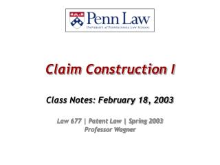 Claim Construction I