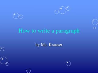 How to write a paragraph