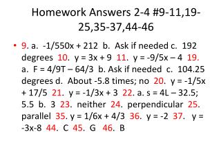 Homework Answers 2-4 #9-11,19-25,35-37,44-46