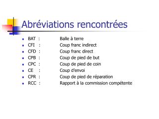 Abréviations rencontrées