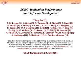 SCEC Application Performance and Software Development