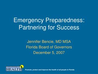 Emergency Preparedness: Partnering for Success