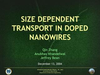 SIZE DEPENDENT TRANSPORT IN DOPED NANOWIRES
