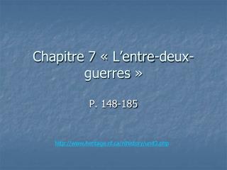 Chapitre 7 « L’entre-deux-guerres »