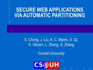 SECURE WEB APPLICATIONS VIA AUTOMATIC PARTITIONING