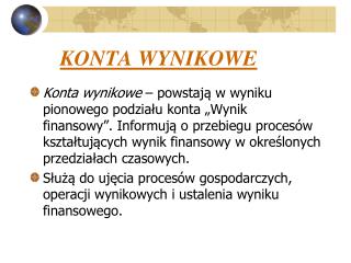 KONTA WYNIKOWE