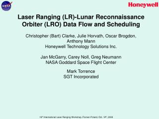 Laser Ranging (LR)-Lunar Reconnaissance Orbiter (LRO) Data Flow and Scheduling